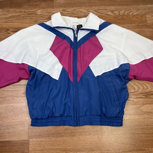 Vintage Colorblock Windbreaker Jacket JCPenney Olympics Women's Size Medium - Picture 2 of 9